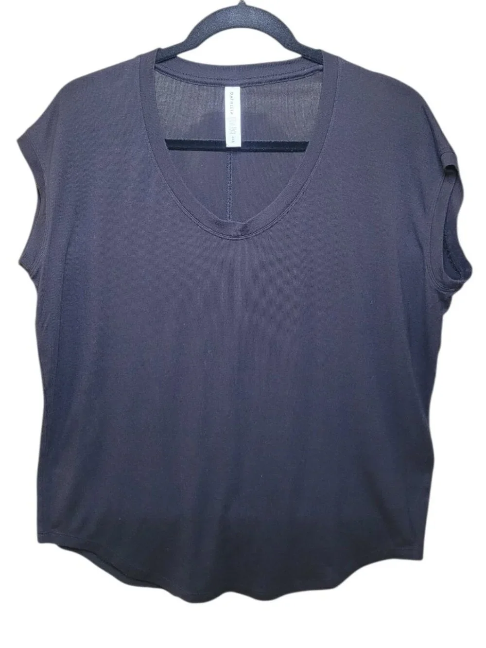 Athleta CYA Scoop Neck Cap Sleeve Tee Shirt Black Small Athletic Workout
